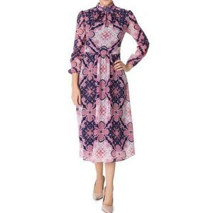 JULIA JORDAN Mock Neck Chiffon Midi Dress